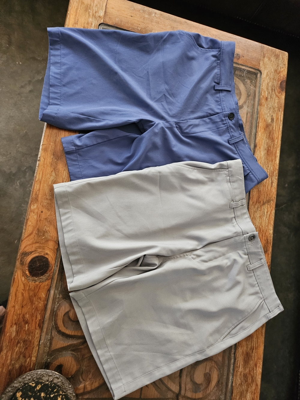 2 X Mizzen+Main Performance Shorts in Blue and Light Gray 32 9"